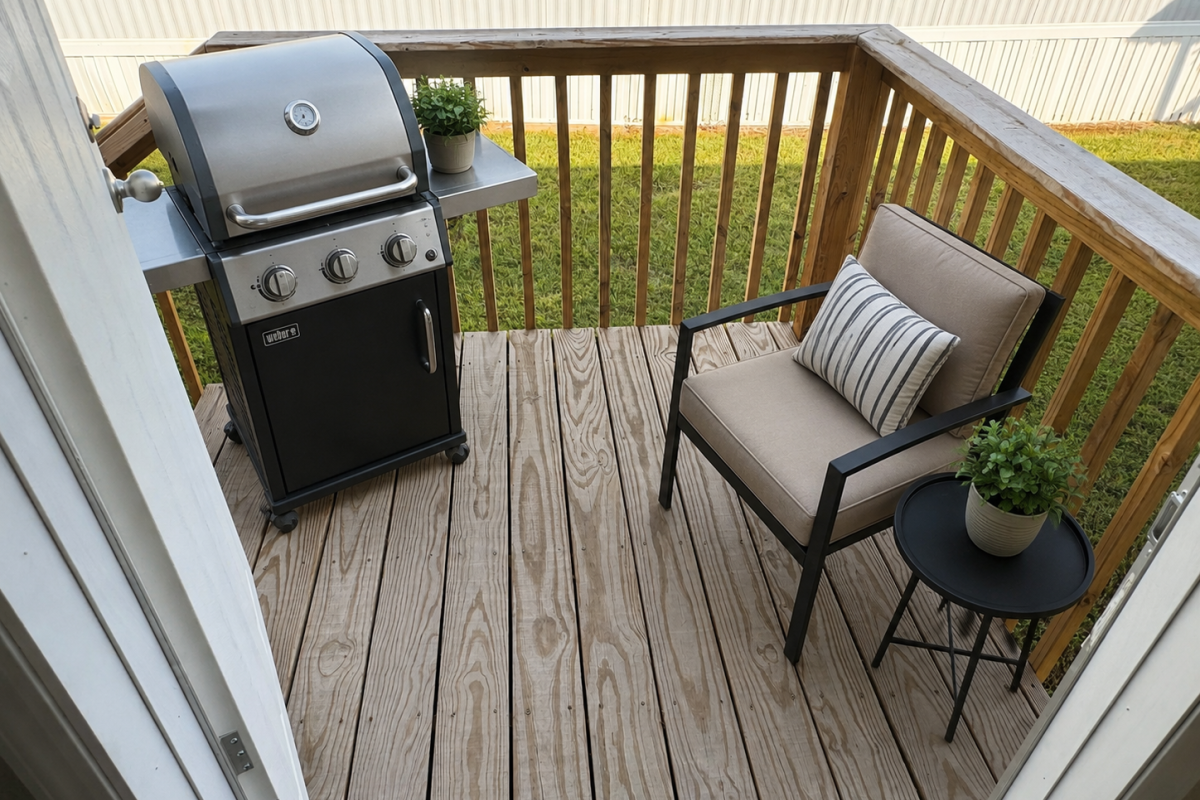 Enjoy your side porch for a evening of grilling or relaxing 
