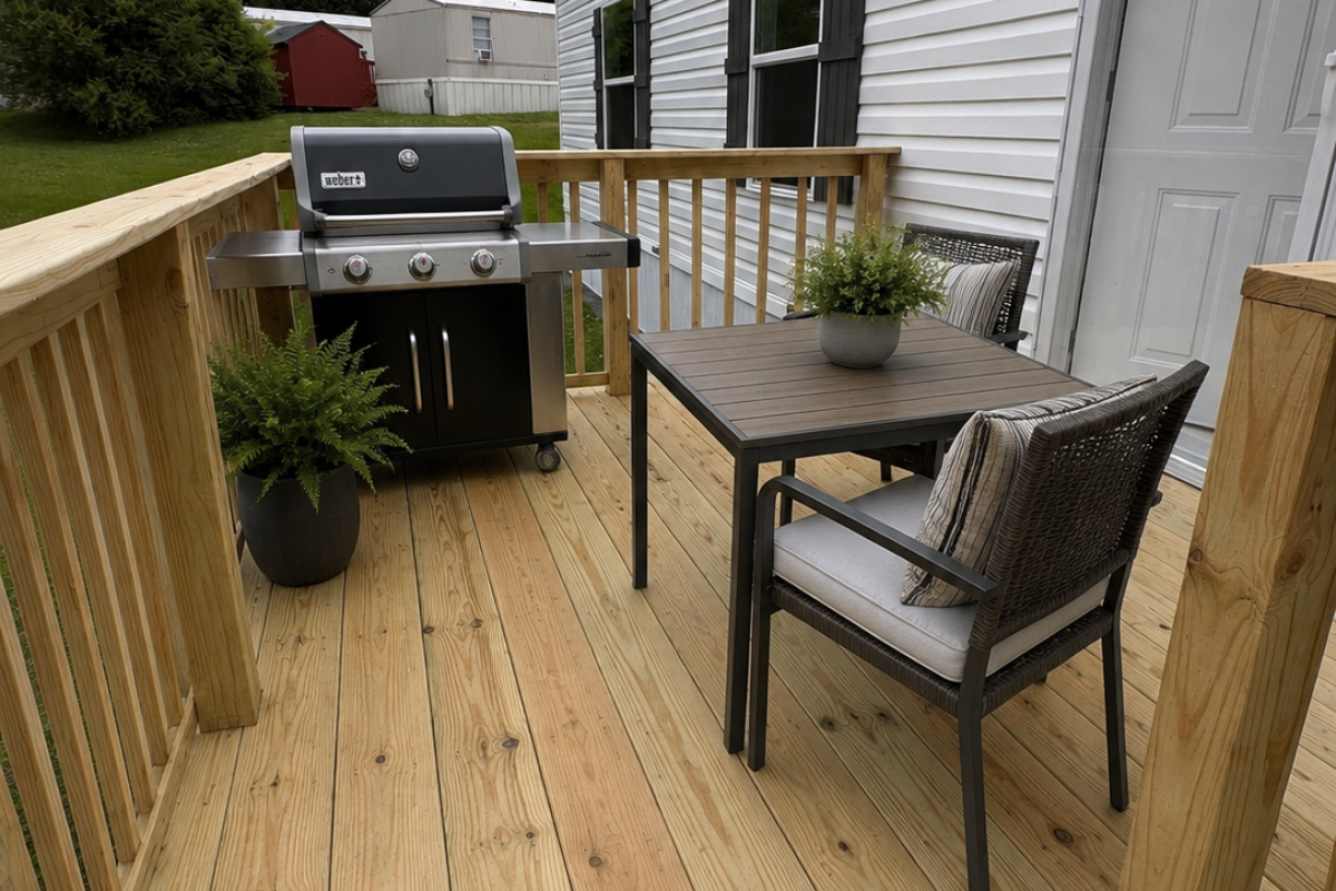 Side deck perfect for grilling or simply relaxing