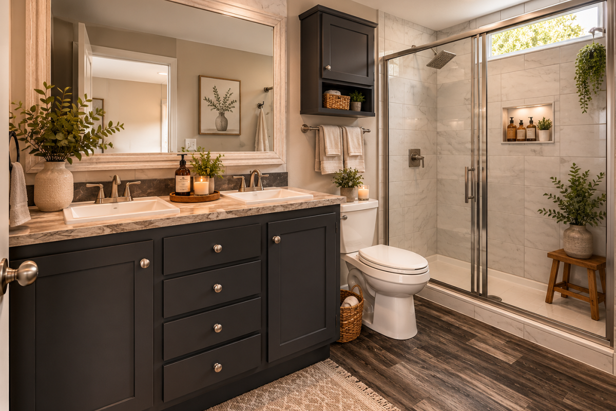 Master bathroom (virtually staged)