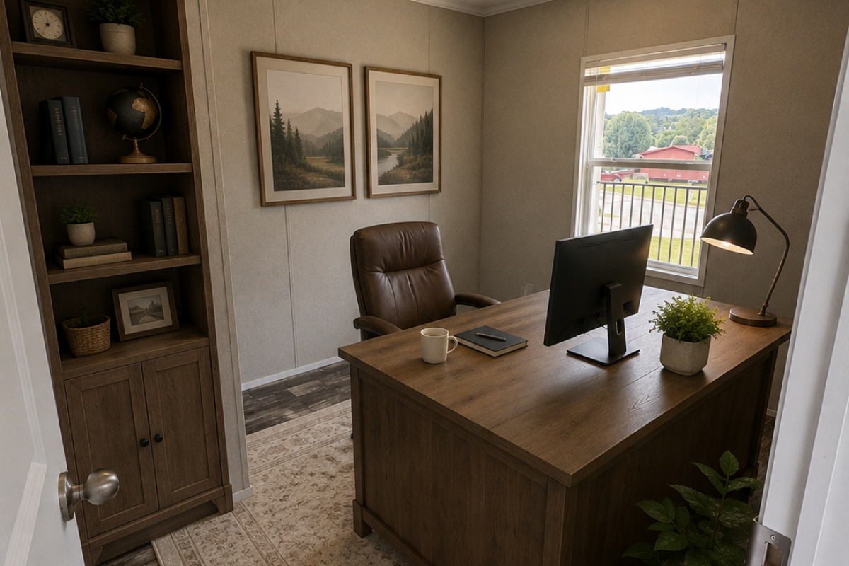 This home has 3 bedrooms. One could be converted to an at home office if needed.