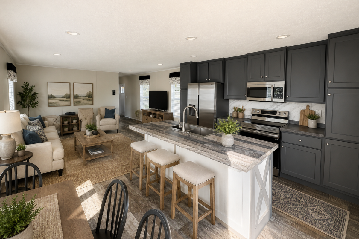 Open concept living room and kitchen