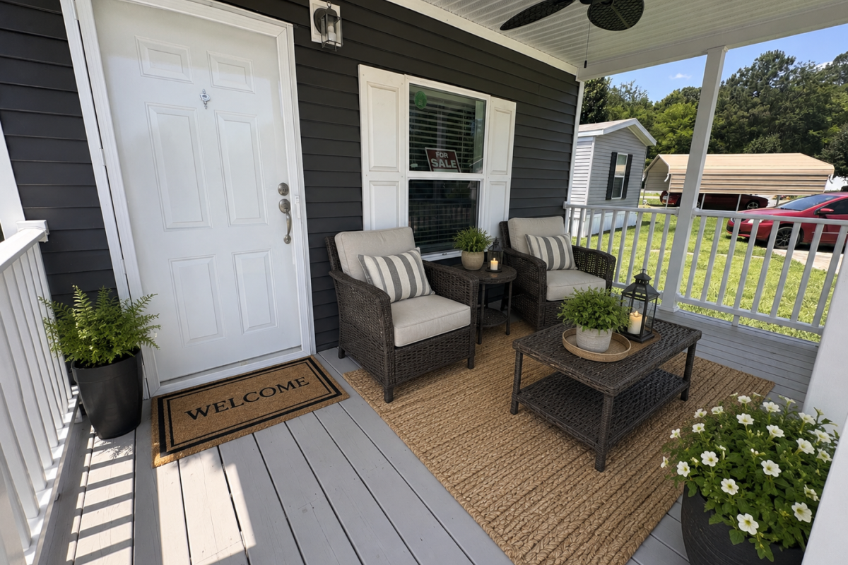Front porch with virtual staging 