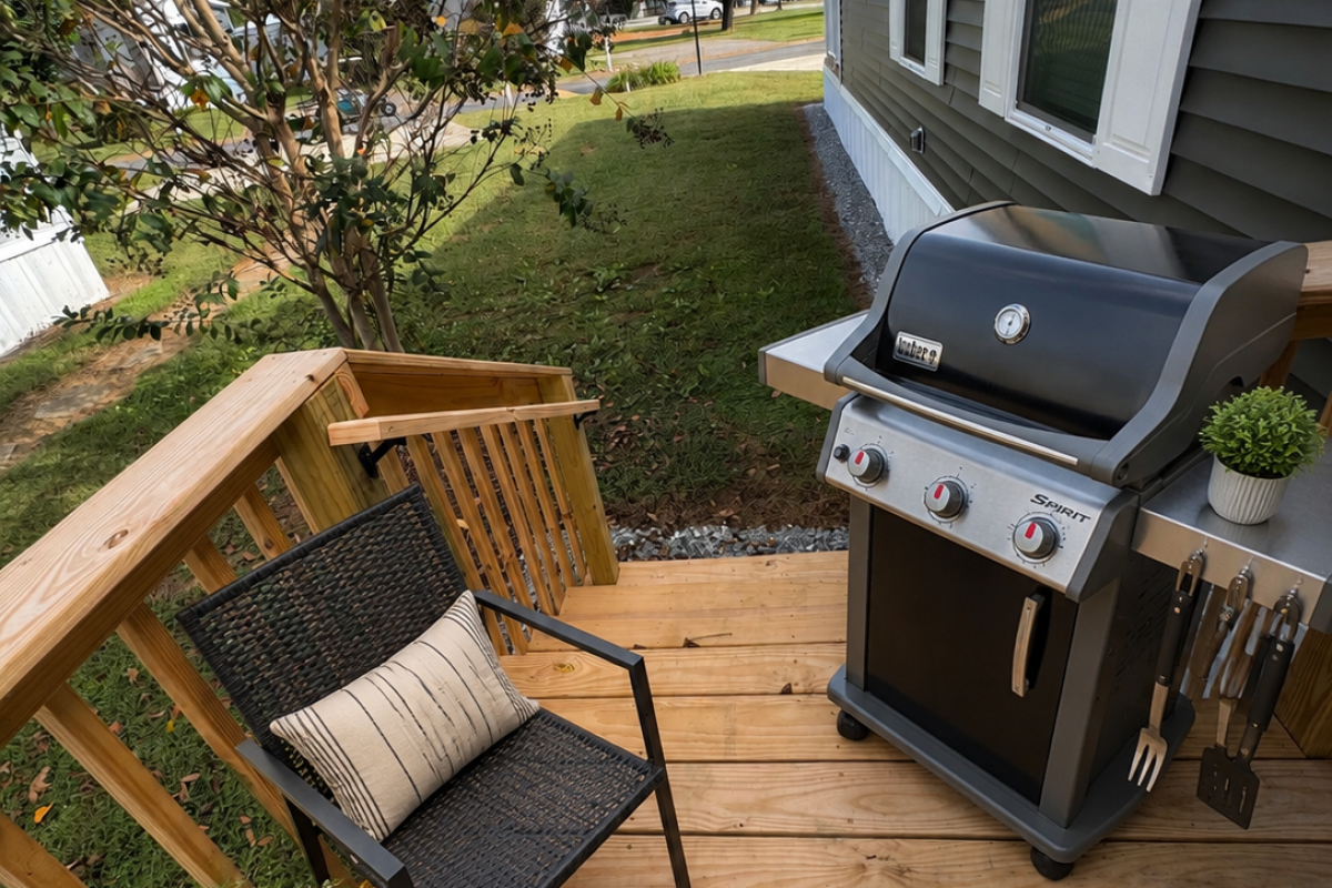 Side deck perfect for grilling or relaxing